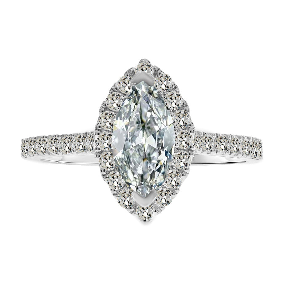 Brillant Bague Sertie Halo 2,50-carats Or 14K Blanc – vue principale