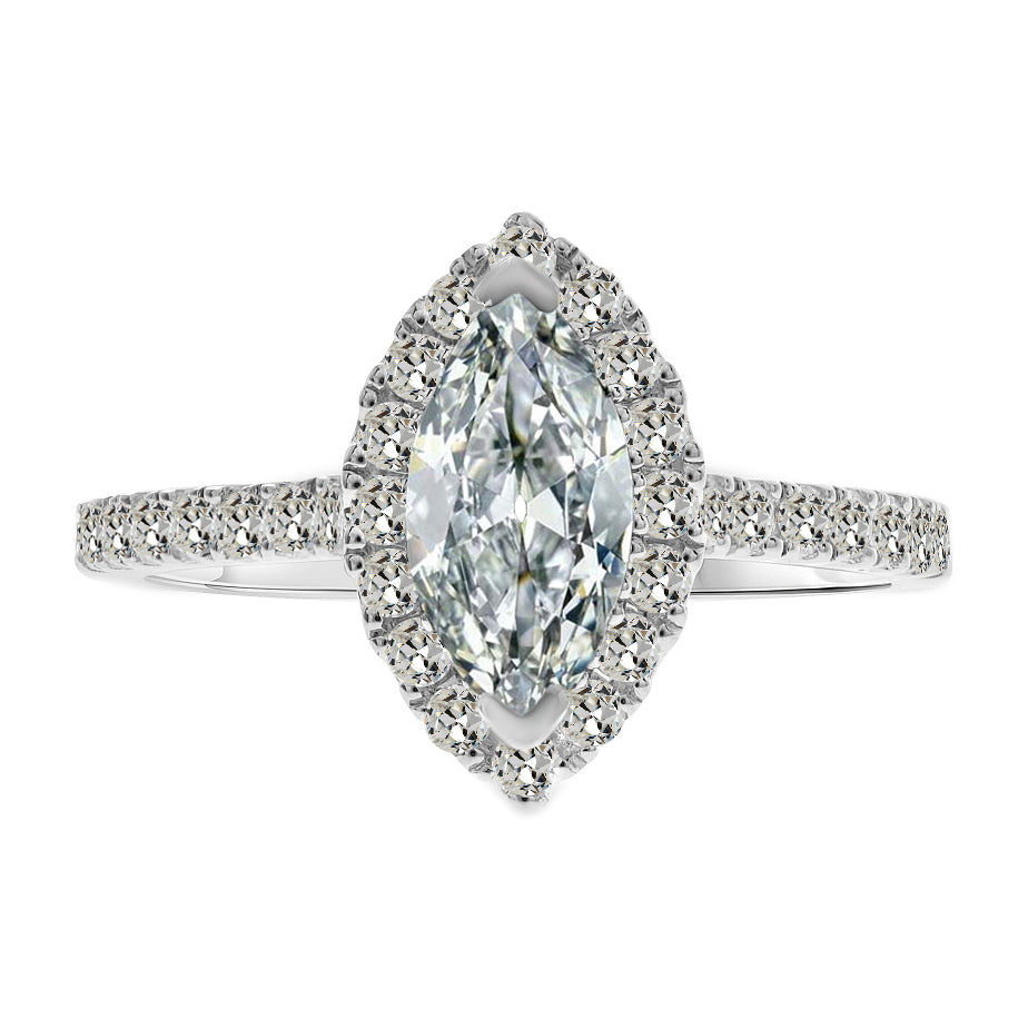 Brillant Bague Sertie Halo 2,50-carats Or 14K Blanc – vue principale
