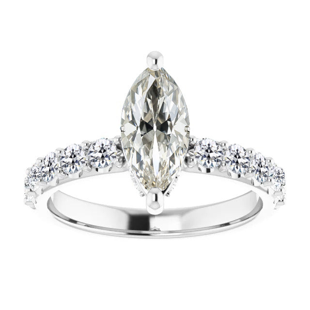 Marquise Brillant bague en Or 14K Blanc – vue principale