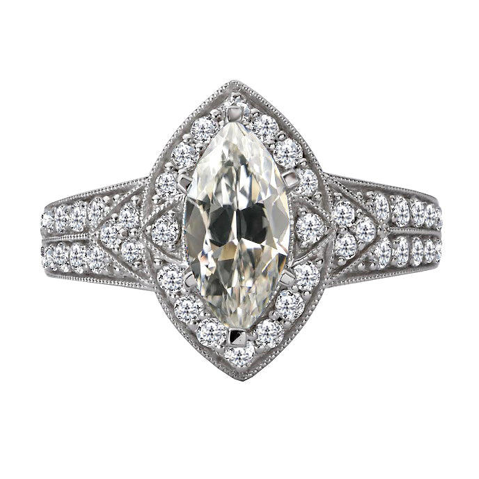 Haut de gamme Brillant Bague de Fiançailles Halo 2 carats – vue principale