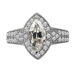 Brillant Taille Old Mine Bague de Fiançailles Halo 2 carats en