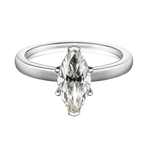 Diamant Fin Taille Marquise Bague Solitaire en Or Blanc 14 Carats – vue principale