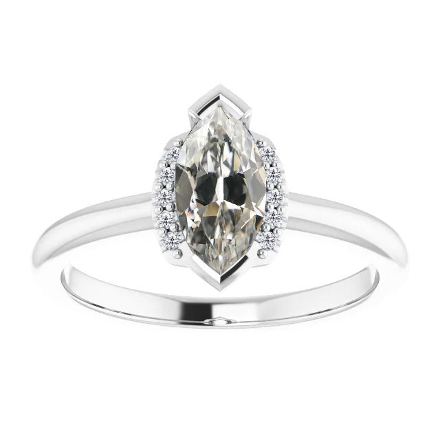 Diamant Bague de Fiançailles Halo 1 carats Or Blanc 14 Carats – vue principale