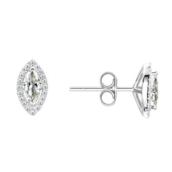 Diamant Fin Pendants d'Oreilles – Or Blanc 14 Carats 0,50 carats