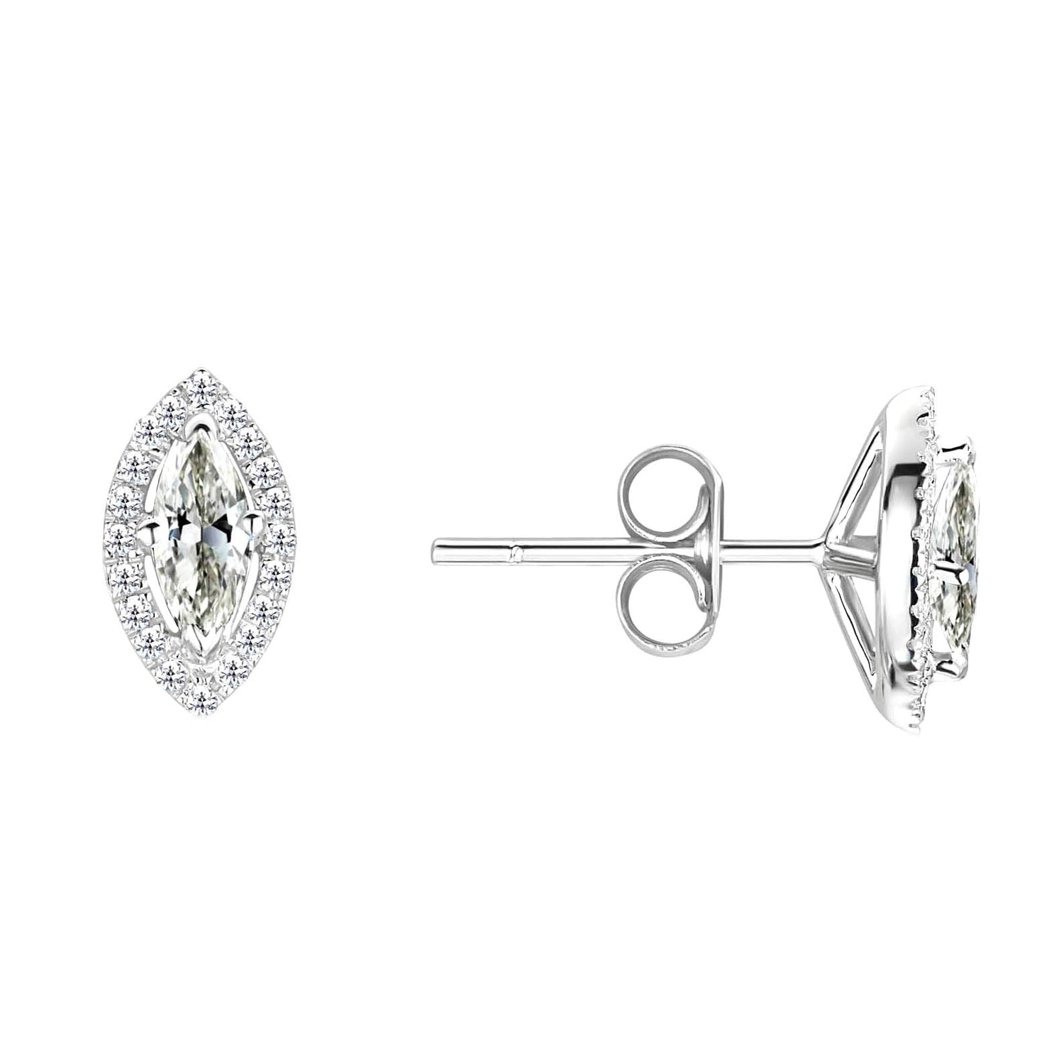 Diamant Fin Marquise Pendants d'Oreilles en Or Blanc 14 Carats – vue principale