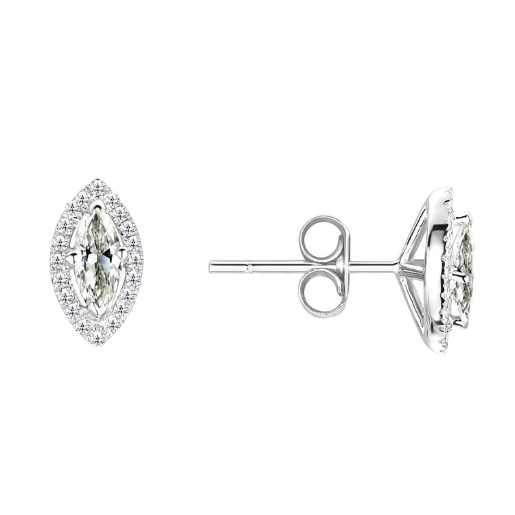 Diamant Fin Marquise Pendants d'Oreilles en Or Blanc 14 Carats – vue principale