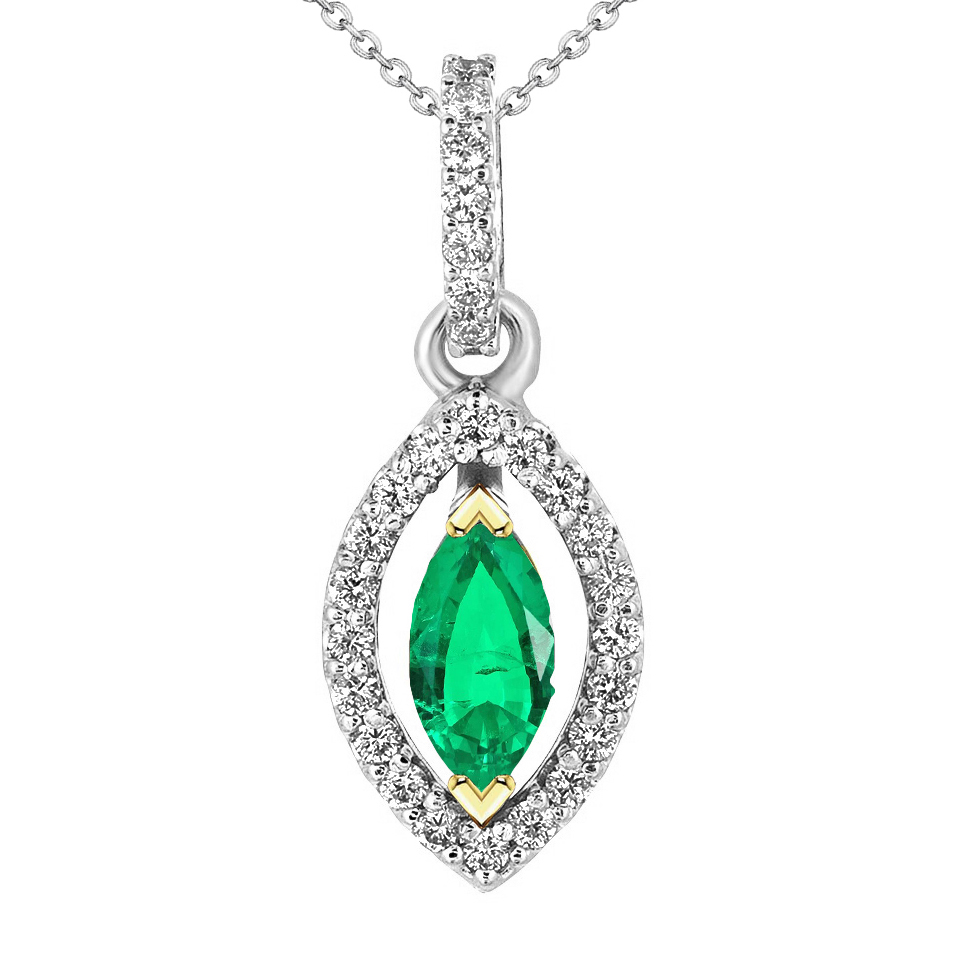 Brillant Émeraude Colombienne Pendentif Gemme 1 carats – vue principale