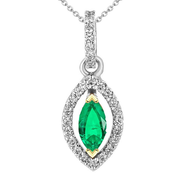 Brillant Émeraude Colombienne Pendentif Gemme 1 carats – vue principale