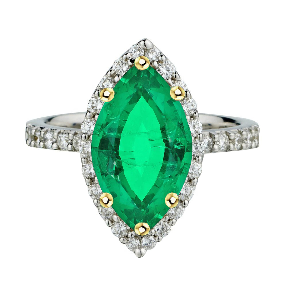 Émeraude Colombienne Bague Pierre de Couleur – vue principale