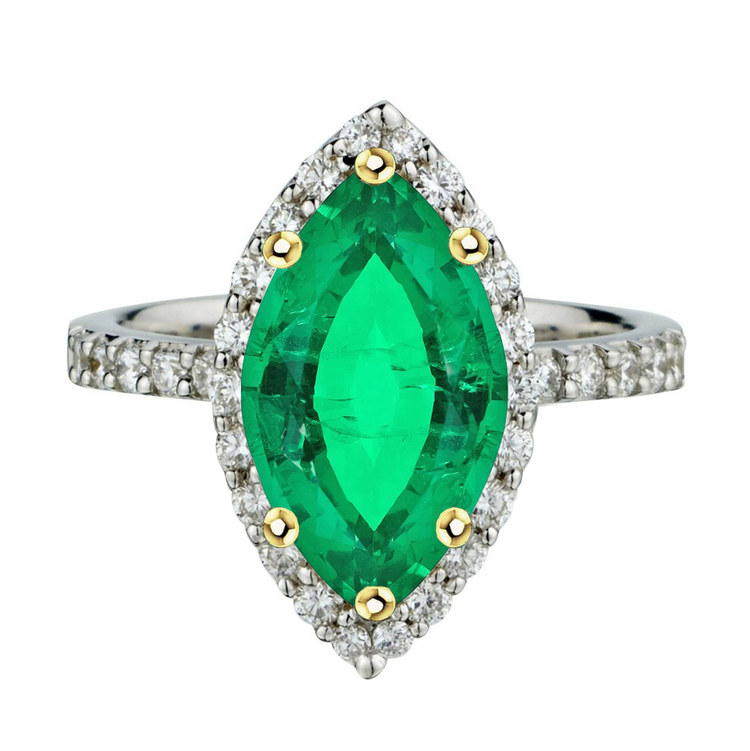 Émeraude Colombienne Bague Pierre de Couleur – vue principale