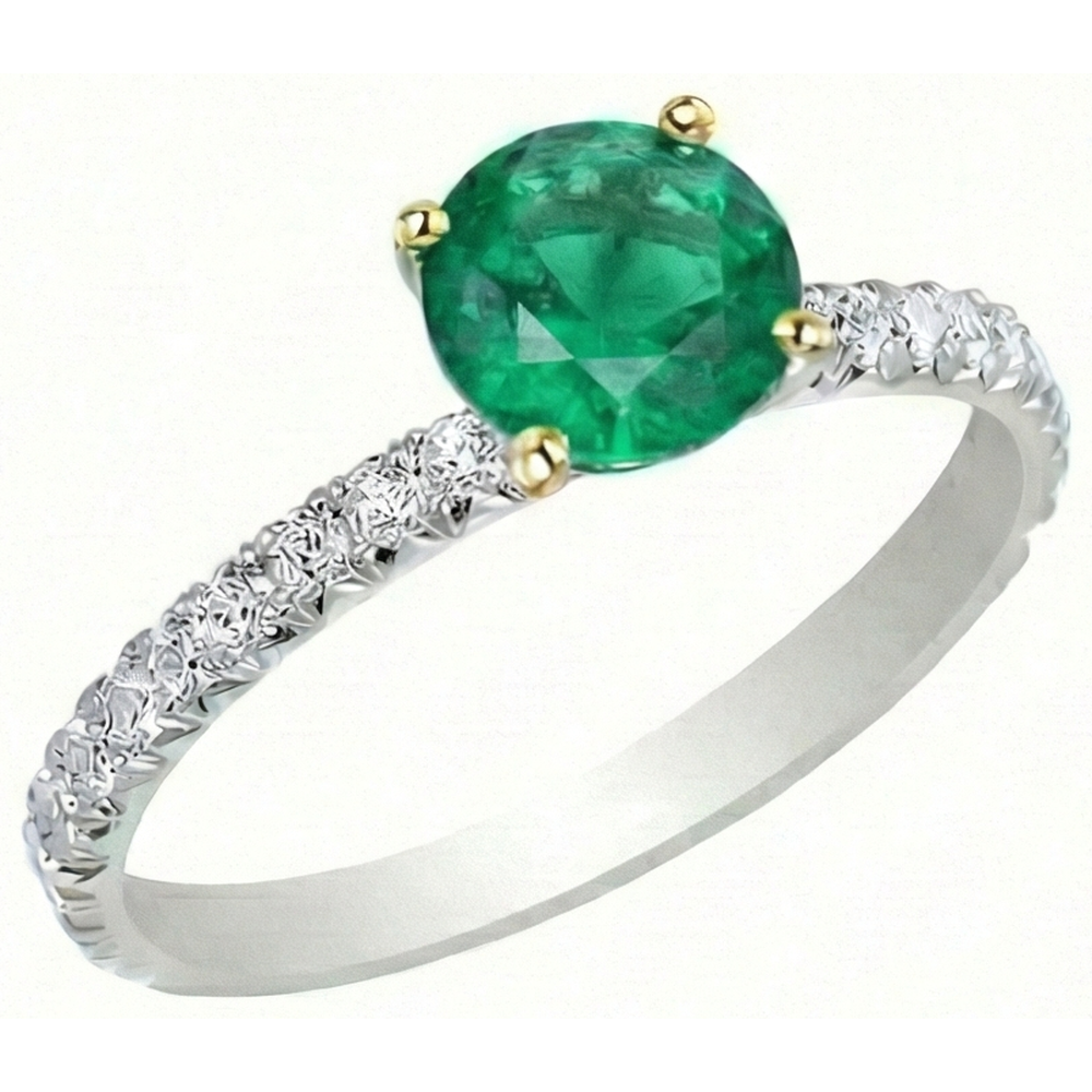 Émeraude Fine Bague Pierre de Couleur – vue de face