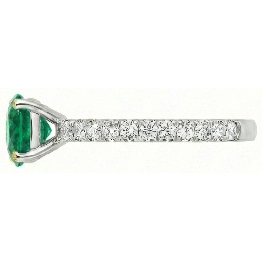Émeraude Fine Bague Pierre de Couleur 2 carats Or 14K Bicolore – vue de profil
