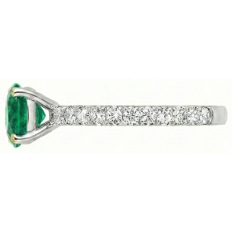 Émeraude Fine Bague Pierre de Couleur 2 carats Or 14K Bicolore – vue de profil