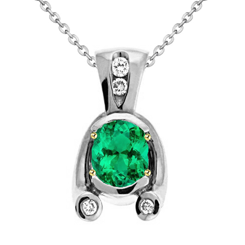 Émeraude Colombienne Collier Pendentif Pierre – vue principale