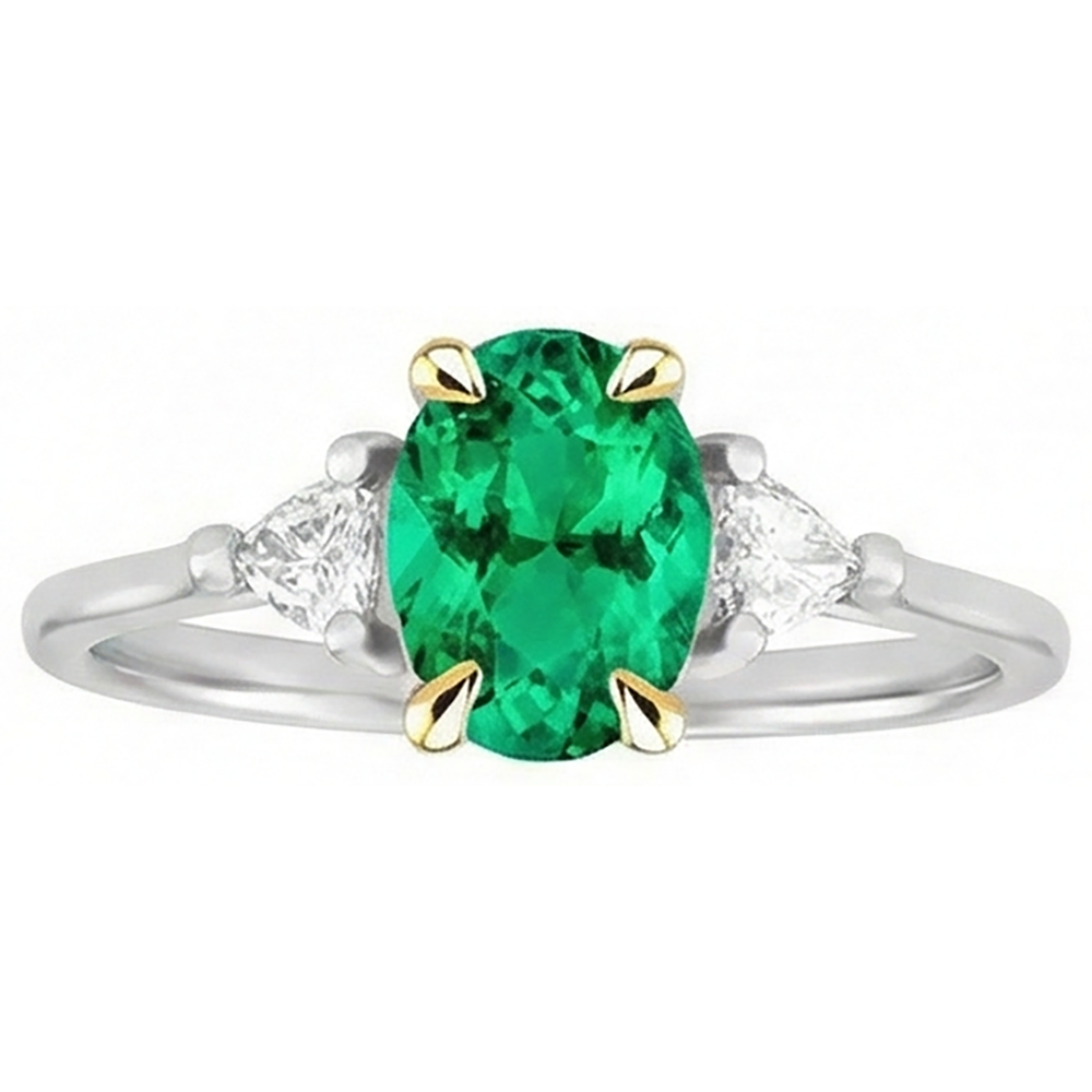 Émeraude Fine Bague Pierre de Couleur – vue de face