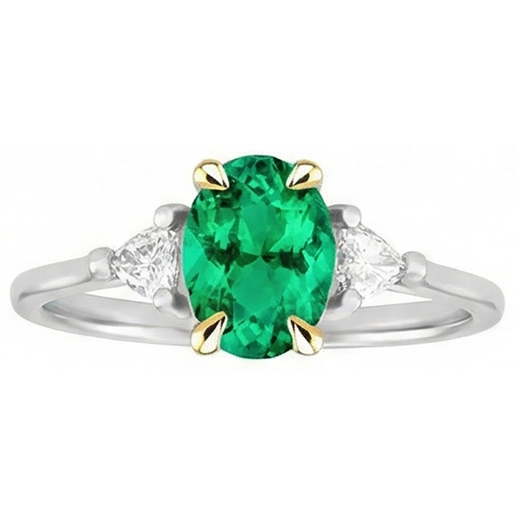 Émeraude Fine Bague Pierre de Couleur – vue de face