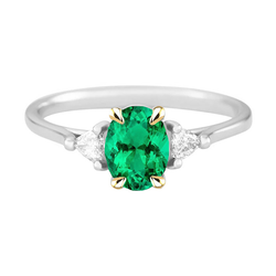 Raffiné Émeraude Fine Bague Pierre de Couleur 2 carats – Or 14K