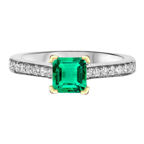 Taille à Degrés Émeraude bague en Or Deux Tons 14 Carats – vue principale