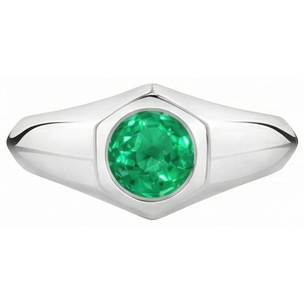 Émeraude Bague avec Gemme 1 carats Or 14K Blanc – vue d'angle