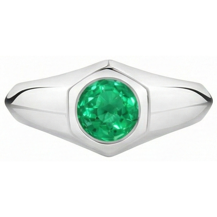 Émeraude Bague avec Gemme 1 carats Or 14K Blanc – vue d'angle