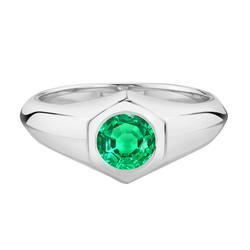 Homme GIA Certifié Bague avec Gemme – Émeraude 1 carats Or 14K