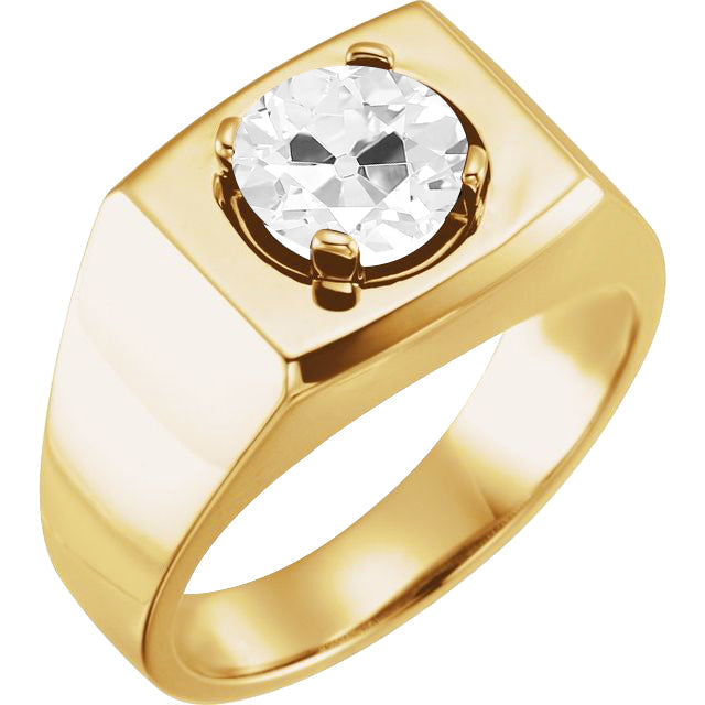 Diamant Coussin Antique Bague pour Homme en 10K Yellow Gold – vue principale