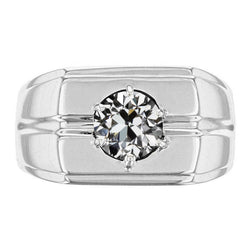 Brillant Coussin Antique Bague Homme 2 carats en 10K White Gold
