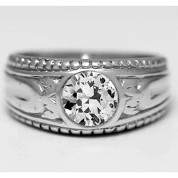Homme Artisanal Bague Masculine avec Diamant Fin Taille Old Mine