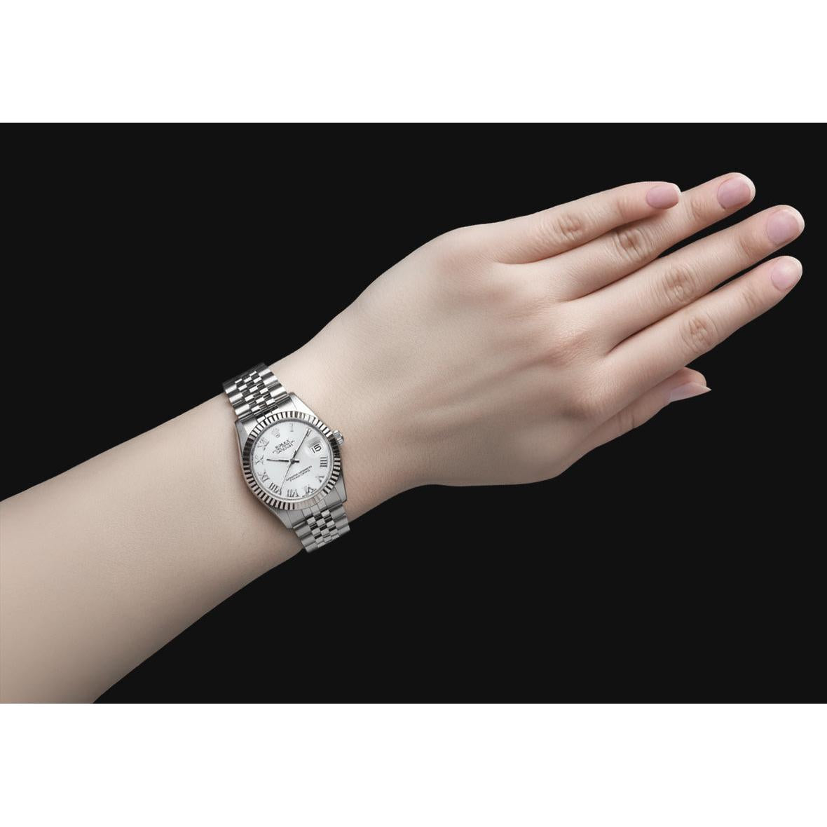 Rolex Sterling Silver White Gold avec Gemme – vue d'angle
