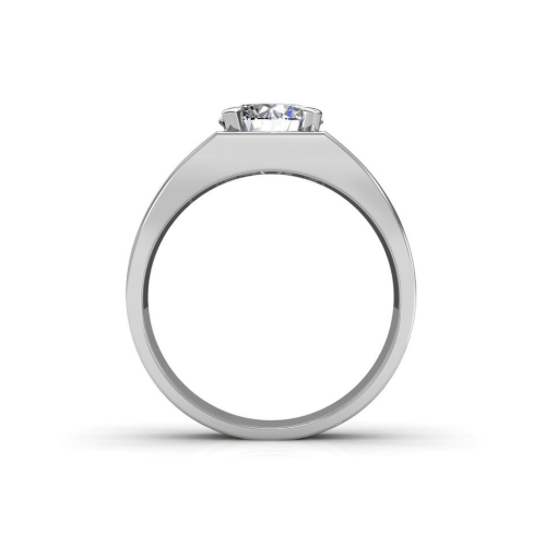 Bague Masculine Or 14K Blanc avec Brillant – vue de face