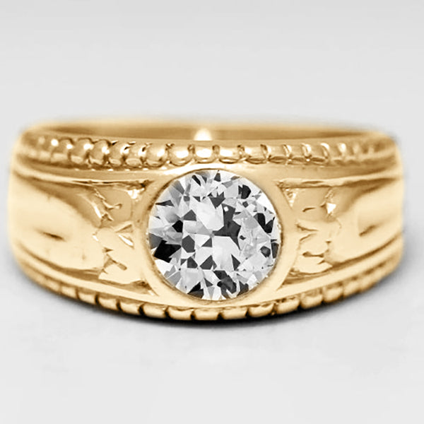Artisanal Diamant Fin Bague Masculine 2 carats – vue de face