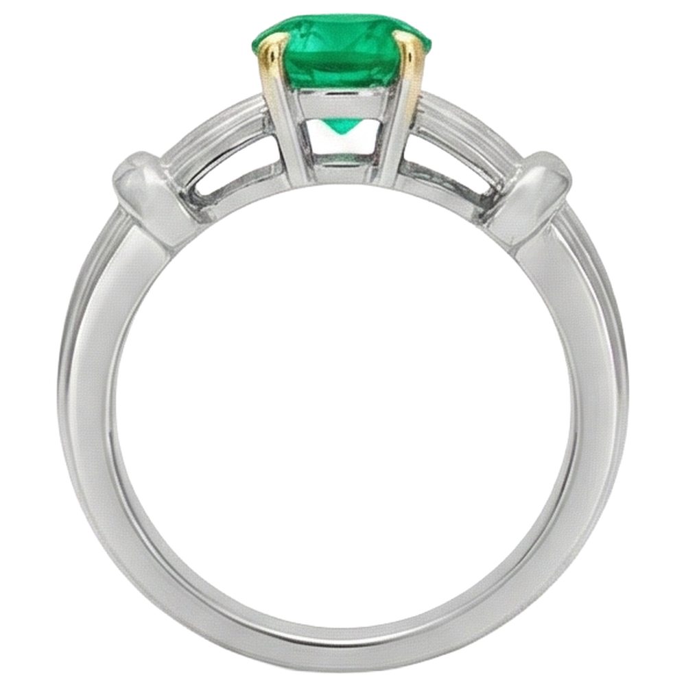 Émeraude Bague Pierre Précieuse 2 carats Or 14K Bicolore – vue arrière