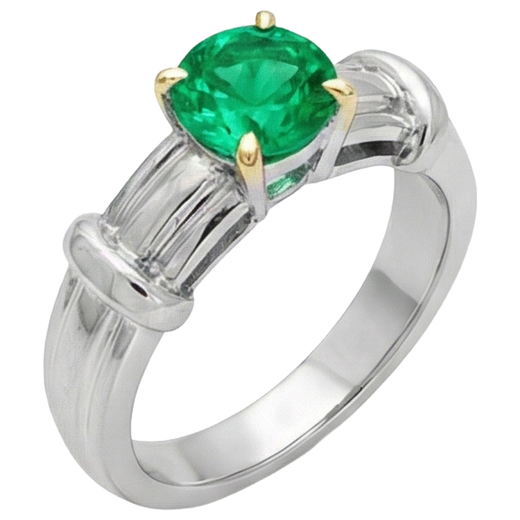 Sophistiqué Émeraude Bague Pierre Précieuse 2 carats – vue de côté