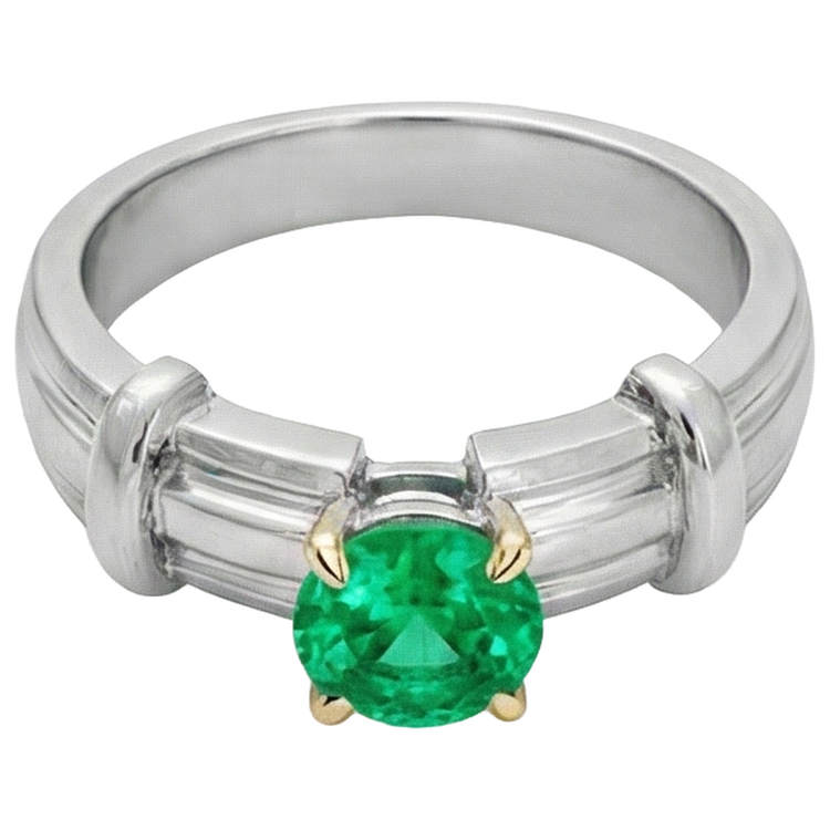 Émeraude Bague Pierre Précieuse 2-carats Or 14K Bicolore – vue d'angle