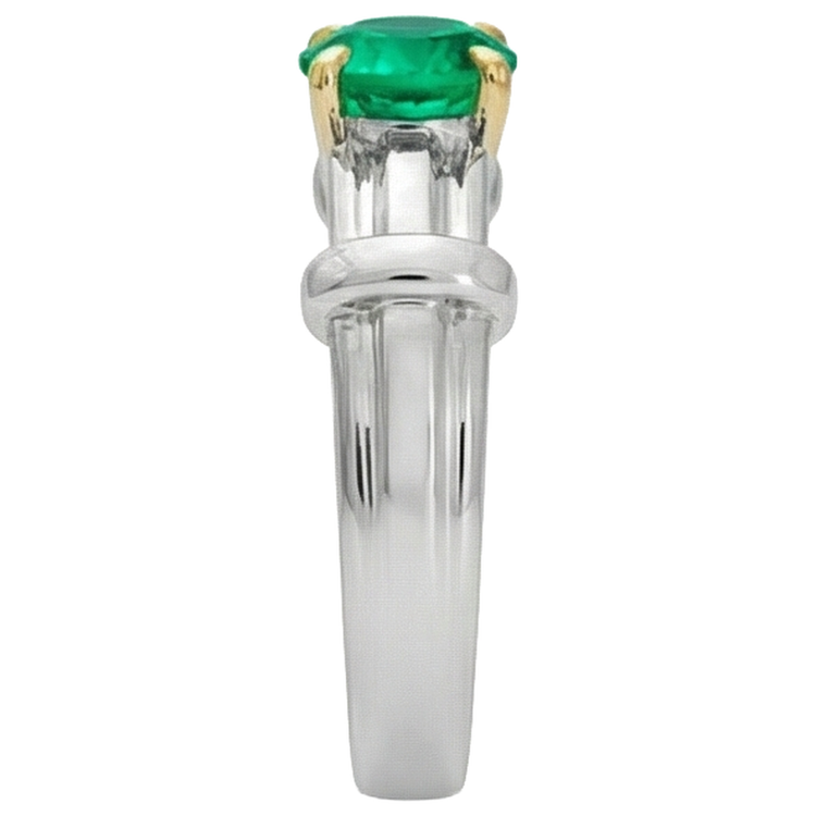 Émeraude Bague Pierre Précieuse 2 carats Or 14K Bicolore – vue de dessus