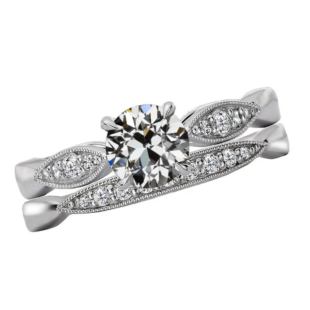 Bague de Demande Or 14K Blanc avec Diamant Fin – vue principale
