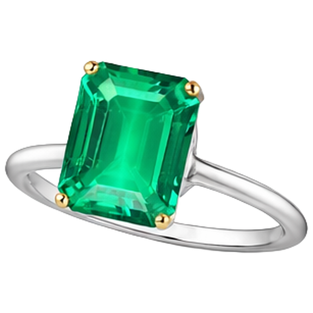 Émeraude Fine Bague Pierre Précieuse – vue de face