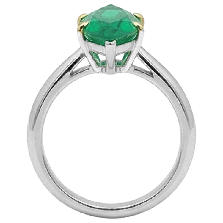 Marquise Émeraude Fine bague en Or Bicolore 14 Carats – vue de dessus