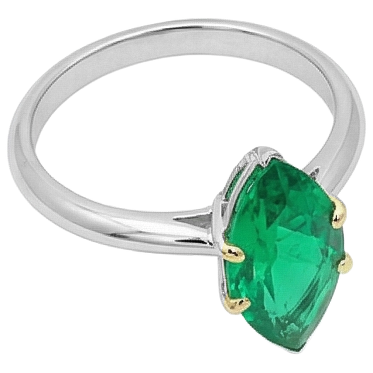 Signature Émeraude Fine Bague Pierre de Couleur 3 carats – vue d'angle