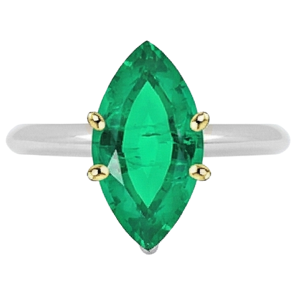 Émeraude Fine Bague Pierre de Couleur – vue de face