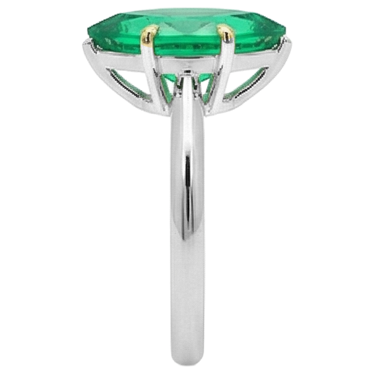 Émeraude Fine Bague Pierre de Couleur 3-carats Or Bicolore 14 Carats – vue arrière