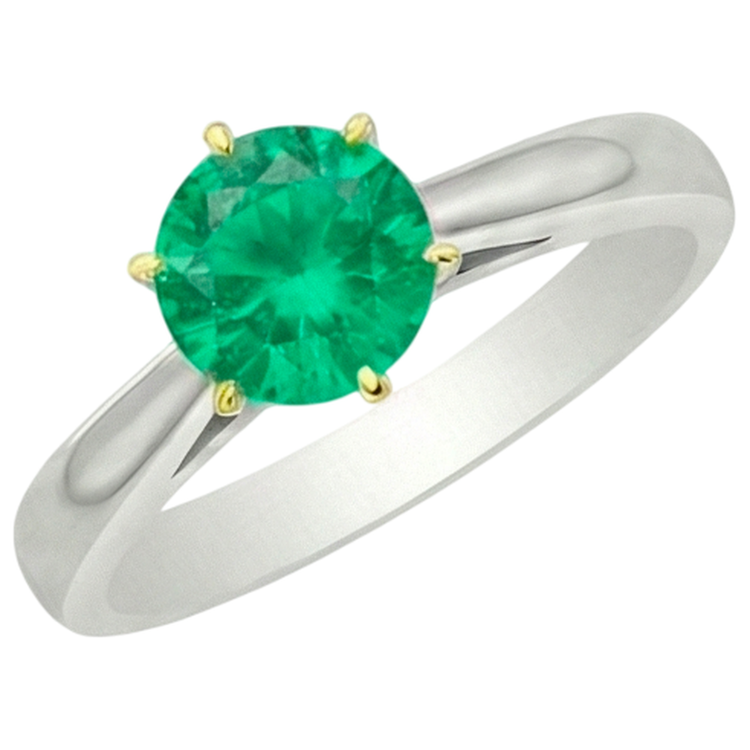 Émeraude Colombienne Bague avec Gemme 2,50-carats Or Bicolore 14 Carats – vue de côté