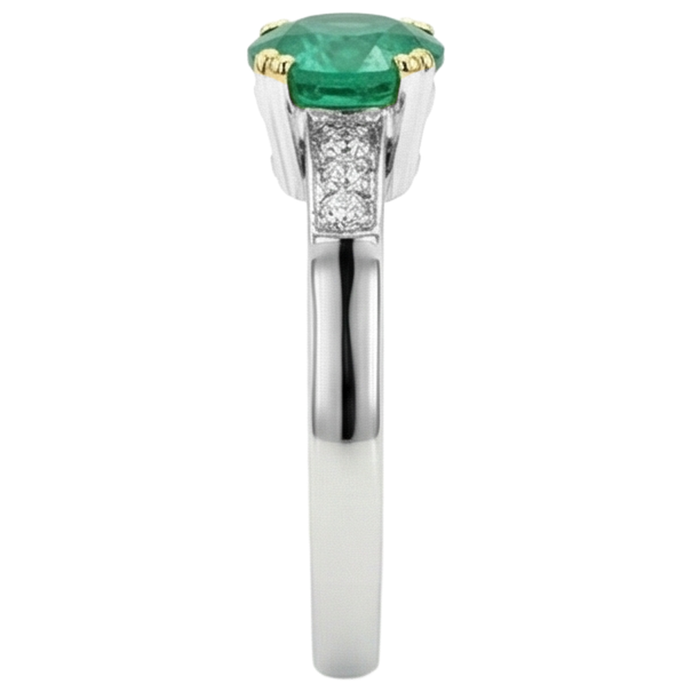 Exquis Émeraude Colombienne Bague Pierre Précieuse 2 carats – vue de dessus