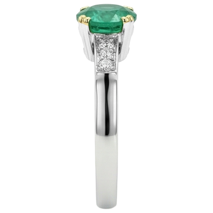 Exquis Émeraude Colombienne Bague Pierre Précieuse 2 carats – vue de dessus
