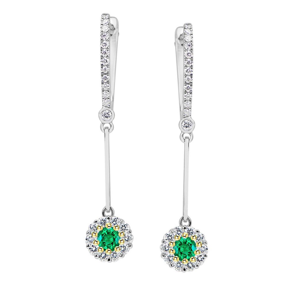 Émeraude Fine Gemstone Earring 1 carats Or Bicolore 14 Carats – vue principale
