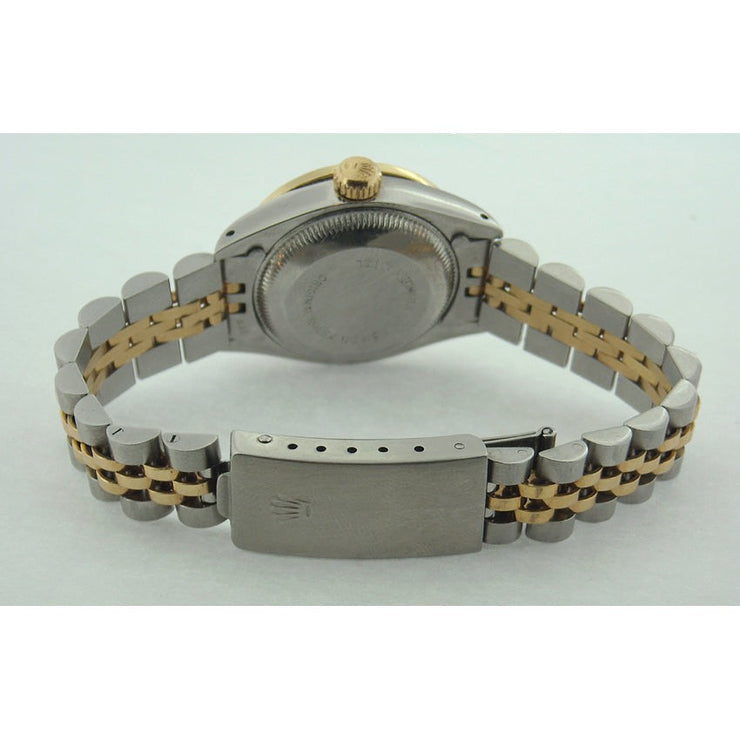 Montre Datejust Rolex pour femme, bracelet bicolore, cadran diamant blanc