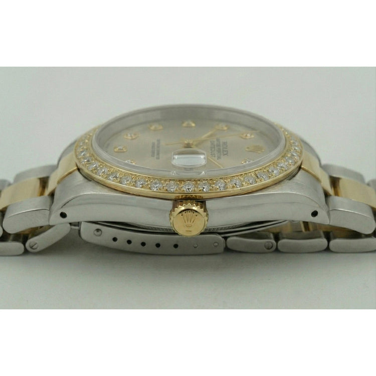 Montre Datejust bicolore avec cadran et lunette en diamant