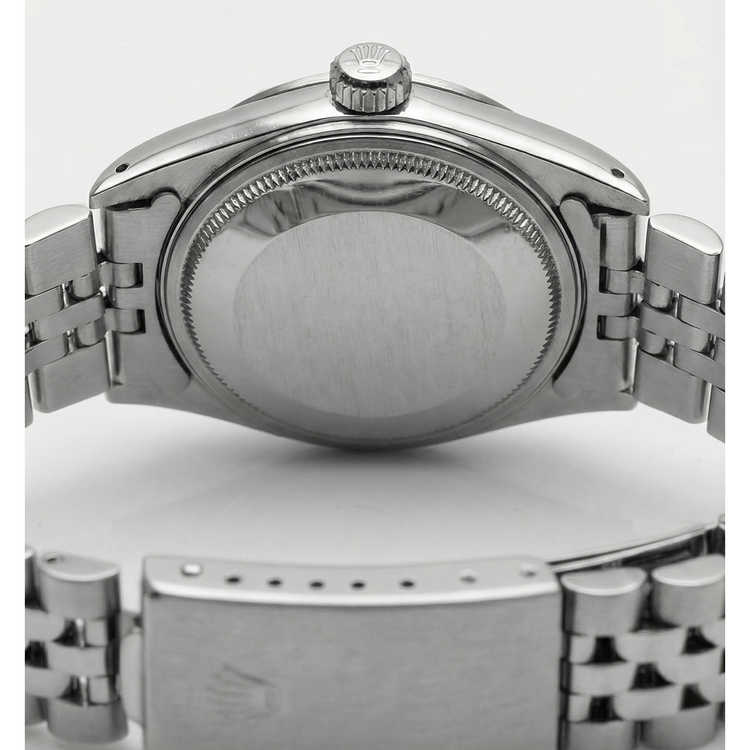 Montre Jubiläum Datum en acier inoxydable, cadran bâton gris, lunette cannelée