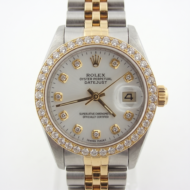 Montre Rolex Date-Just pour femme avec cadran blanc et diamant