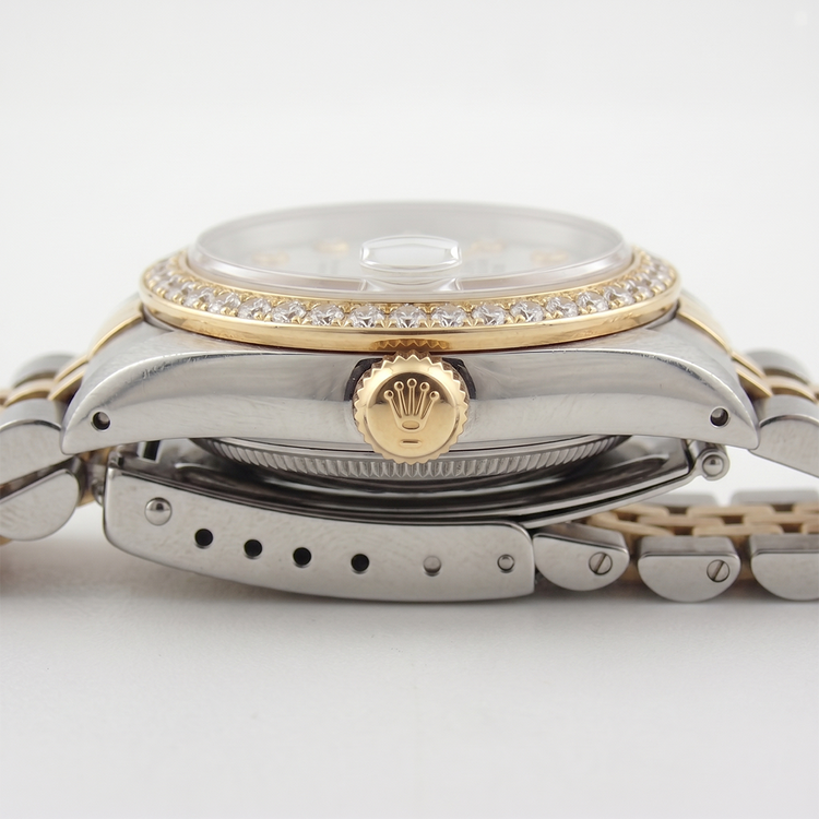 Montre Rolex Date-Just pour femme avec cadran blanc et diamant